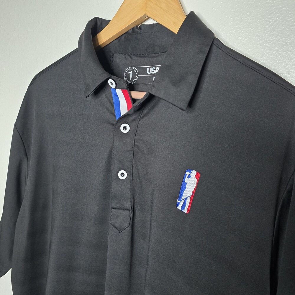 USAG U Suck At Golf Polo Shirt Mens Large Black Golf Performance Embroidered